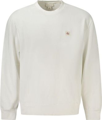 Calvin Klein Mens Crew Neck Long Sleeve Sweatshirt - Ivory Cotton - Size X-Large