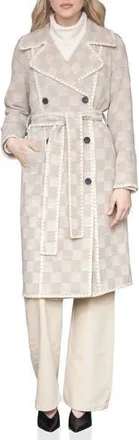 Avec Les Filles Wool Blend Checkered Blanket Stitch Coat in Sand Check at Nordstrom Rack, Size X-Small