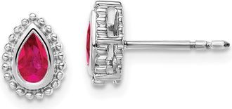 Diamond2Deal 14k Gold Pear Ruby Stud Earrings