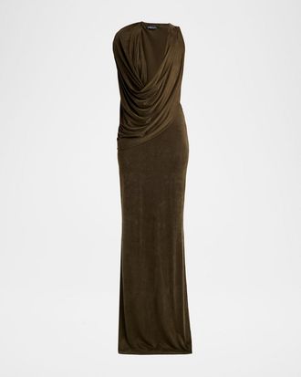 Tom Ford Plunging Cowl-Neck Sleeveless Maxi Dress