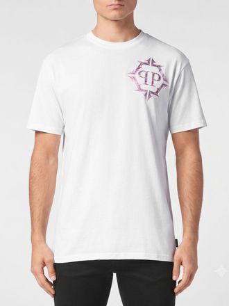 Philipp Plein T-shirt in cotone con stampa monogram e logo Hexagon