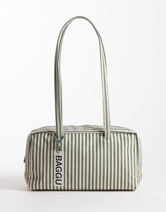 Baggu Borsa bowling in nylon color salvia a righe-Verde