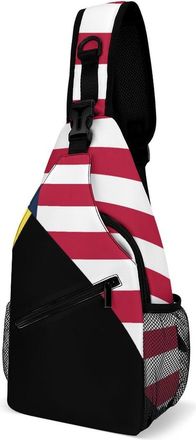 Generic U.S. And Bahamas Flag Mens Shoulder Bags Sling Crossbody Backpack Travel Hiking Chest Bag with Small Side 38x20cm