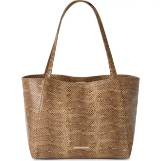 Brahmin Mona Croc Embossed Leather Tote in Light Pecan at Nordstrom