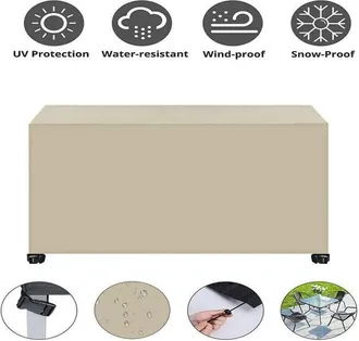 OEM Housse Protection Jardin - Tissu Oxford 420d - R&eacute;sistance Eau 3000 Mm - Pour Table Rectangulaire Et Salon En Rotin - 242 X 162 X 100 Cm - Beige