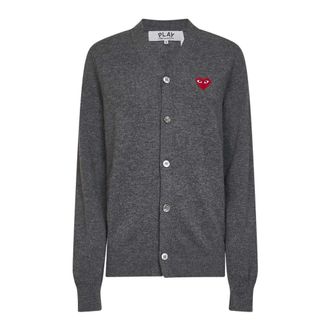 Comme Des Gar&ccedil;ons Cardigans, female, Gray, Size: XL V-Neck Wool Cardigan