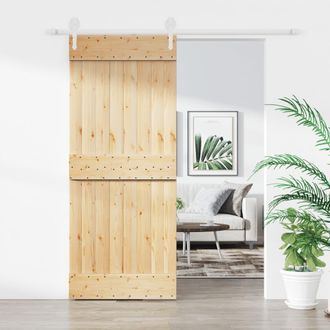 vidaXL Vidaxl - Puerta Corredera Con Herrajes Madera Maciza De Pino 85x210 Cm