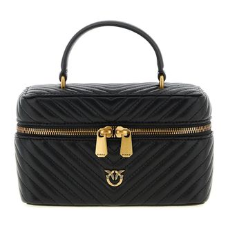 Pinko Pinko, Tassen, Dames, Zwart, ONE Size, Leer, Vanity Soft Mini Handtas