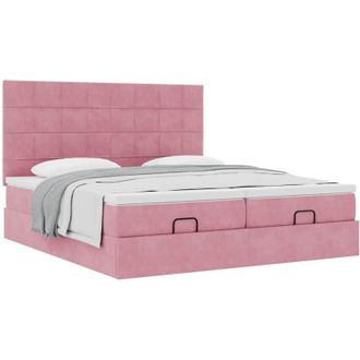 vidaXL Estructura De Cama Otomana Colchones Terciopelo Rosa 160x200cm Vidaxl