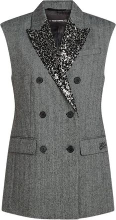 Karl Lagerfeld Cappotto doppiopetto con paillettes - Grigio