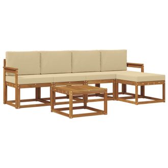 vidaXL Conjunto De Sof&aacute;s De Exterior Con Coj&iacute;n 6 Pcs Natural Y Beige Vidaxl
