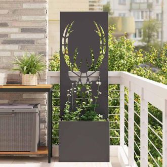 vidaXL Vidaxl - Macetero De Jard&iacute;n Con Panel Decorativo Negro 50 X 140 Cm