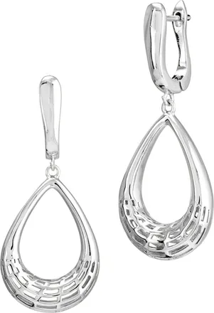 Savvy Cie Jewels RHODIUM PLATED DROP EARRINGS