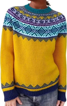 Generic Jumpers for Women UK Long Sleeves Icelandic Sweaters for Women Soft Comfortable Nordic Jumpers Cosy Warm Fashion Crew Neck Autumn Sweaters Plus Size C