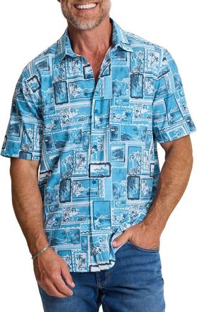 Tommy Bahama Bahama Coast Lagoon Vista Button Up Shirt in Indigo Tide at Nordstrom, Size Xxx-Large