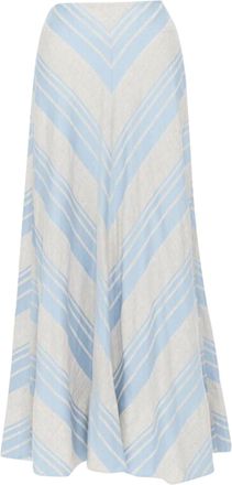 Lee Mathews Lee Matthews striped linen cotton midi casual skirt