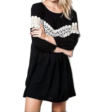 Greek Archaic Kori Peak Of Lace Baby Doll Dress In Black