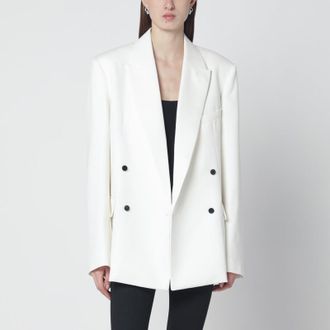 Frankie Shop White double-breasted wool-blend jacket