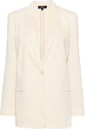 Theory shawl-lapels single-breasted blazer - women - Linen/Flax/Spandex/Elastane/Viscose/Nylon/Spandex/Elastane/Cotton - 2 - Neutrals