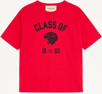 Valentino T-Shirt Valentino In Cotone Con Stampa Panther Uomo ROSSO/NERO XL