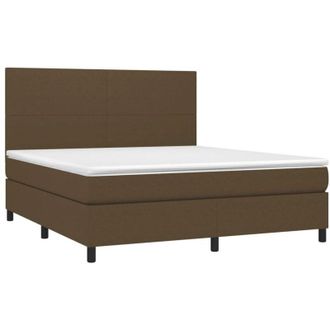 vidaXL Vidaxl - Cama Box Spring Colch&oacute;n Luces Led Tela Marr&oacute;n Oscuro 160x200cm