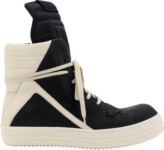 Rick Owens Schoenen, Heren, Zwart, 43 EU, Leer, Leren Bicolor Sneakers