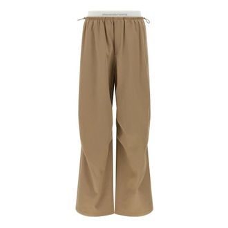 Alexander Wang Broeken, Dames, Beige, XS, Katoen, Mid-Rise Track Pant