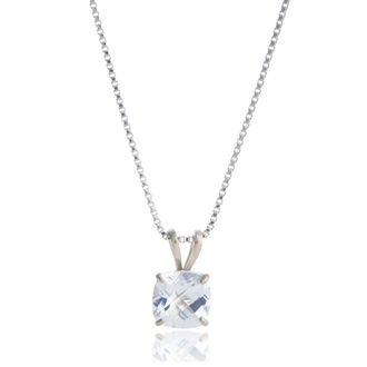 MAX + STONE Sterling Silver Cushion Cut Gemstone Pendant Necklaces with 18 inch Box Chain