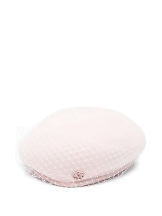 Maison Michel Bonnie veil beret hat - women - Wool Felt - L - Pink