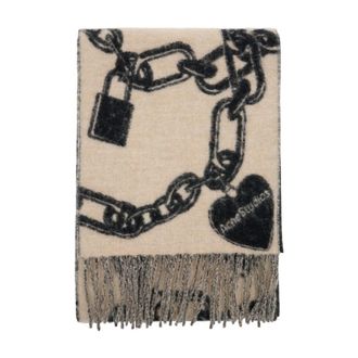 Acne Studios Chain-Link Wool Jacquard Scarf - Beige