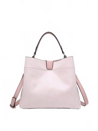 Jen & Co. Womens Tati Lizard Monogrammable Satchel Bag In Blush Pink