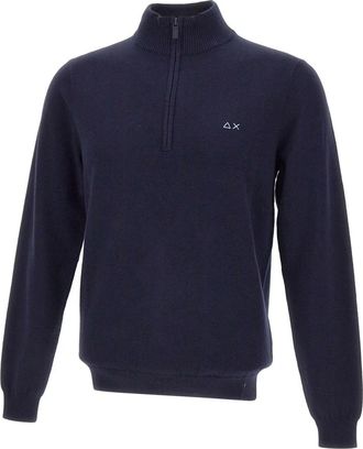 Sun 68 Half Zip Sweater - Heren - Coltruien - Blauw - S - Katoen - Truien & Vesten