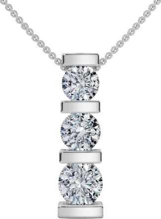 Pompeii3 1ct 3-Stone Diamond Bar Set Pendant 14 Karat White Gold