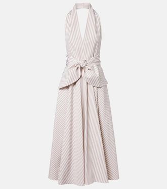 Patou Striped halterneck cotton midi dress