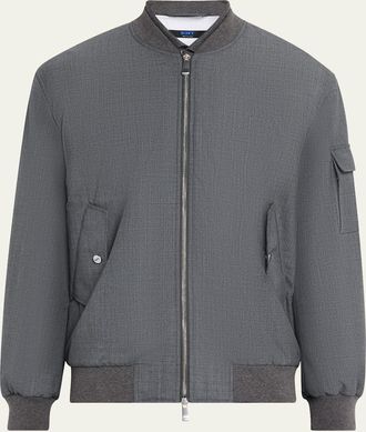 Kiton Mens Zip-Front Wool Bomber Jacket