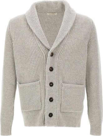 FILIPPO DE LAURENTIIS Cardigan a coste con scollo a scialle - Grigio