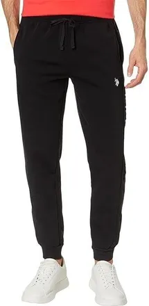 U.S.Polo Association U. S. Polo Assn. Uspa Embossed Pants Mens Black Fleece Wordmark Jogger ERK500