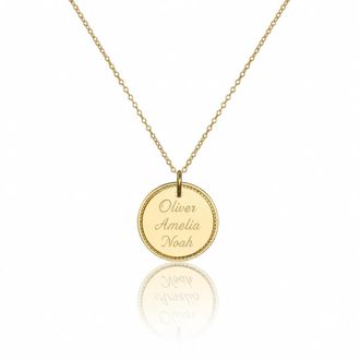 Lily & Roo Gold Large Personalised Rope Disc Necklace