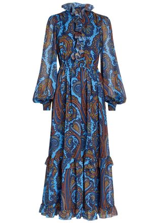 Etro Paisley-print Ruffled Chiffon Maxi Dress - Multicoloured - 42 (UK10 / S)