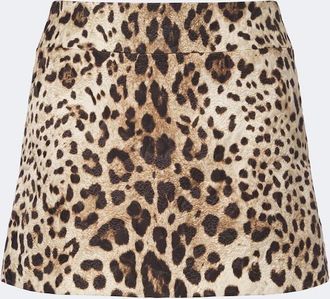 Dolce & Gabbana Leopard-print cotton and silk-blend miniskirt