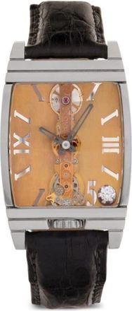 Corum pre-owned Golden Bridge 42mm - men - Platinum/Alligator/18kt White Gold - One Size - Neutrals