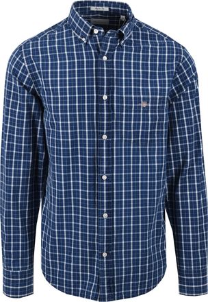 GANT Mens Reg Indigo Check Shirt Dark - Blue - Size X-Large