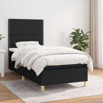 vidaXL Vidaxl - Cama Box Spring Con Colch&oacute;n Tela Negro 100x200 Cm
