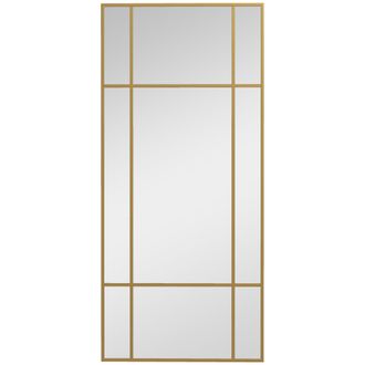 HOMCOM Window Style Vanity Mirror 110 X 50cm Hanging Wall Mirror Gold Tone | TJ Hughes