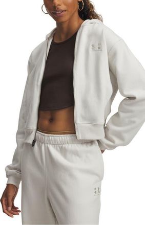 Under Armour Icon Vida Cotton Blend Fleece Zip Hoodie in Summit White //Summit White at Nordstrom, Size Xx-Large