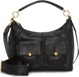 Vince Camuto Carly Leather Shoulder Bag in Black at Nordstrom