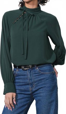 Greylin Liv Mock Neck Blouse In Emerald