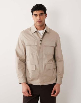 Mango Giacca con tasche 100% cotone beige-Neutro