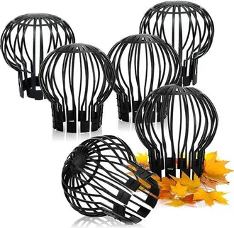 OEM Protector De Bajantes, Juego De 6 Piezas, Protectores De Canalones, Pl&aacute;stico, &Oslash; 12 X 14 Cm, Recolector De Hojas, Ramitas Y Ramas Ca&iacute;das, Negro