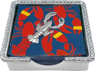 Mariposa Lobster Rope Napkin Box Set in Silver at Nordstrom